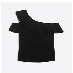NWT J Crew Factory Black Flutter One Sleeve Tee